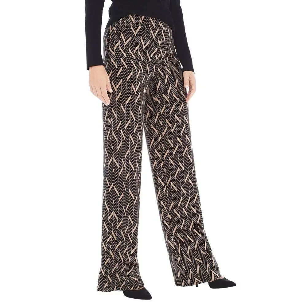 Chico’s Elevated Mitre-Print Wide-Leg Pants Size 2 NWT‎